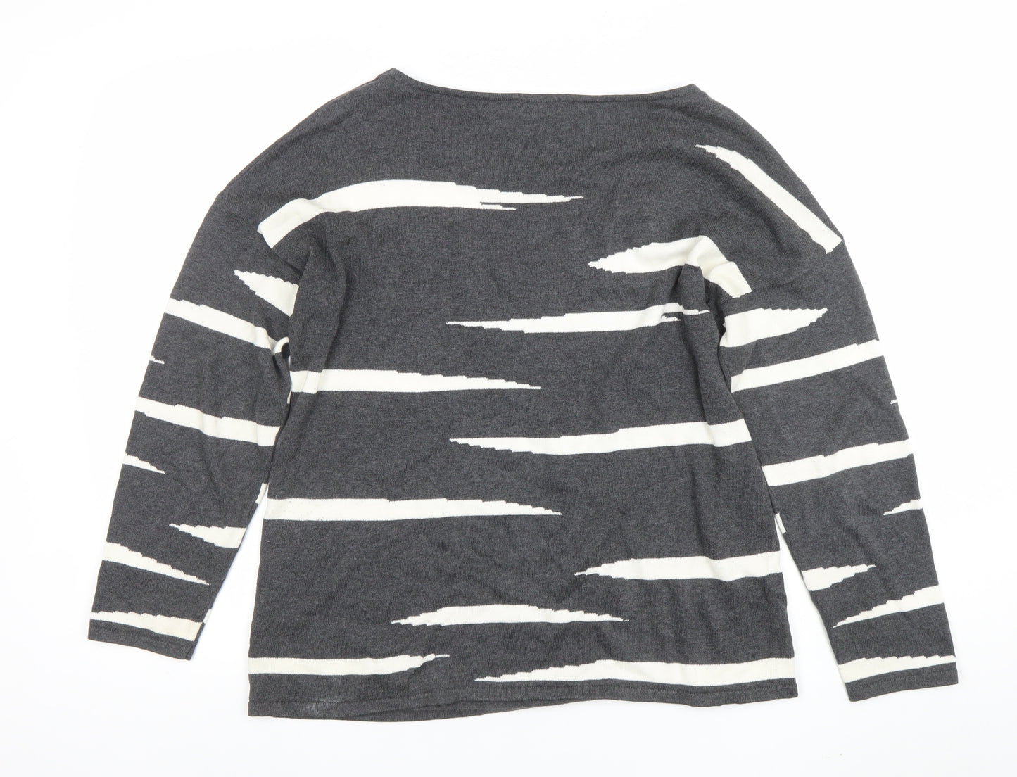Marble Womens Grey Striped Cotton Long Sleeve T-Shirt Size 14
