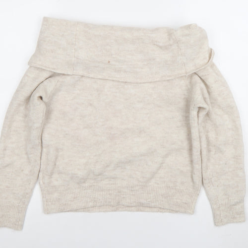 H&M Divided Beige Roll Neck Knit Jumper Unisex S Casual Pullover