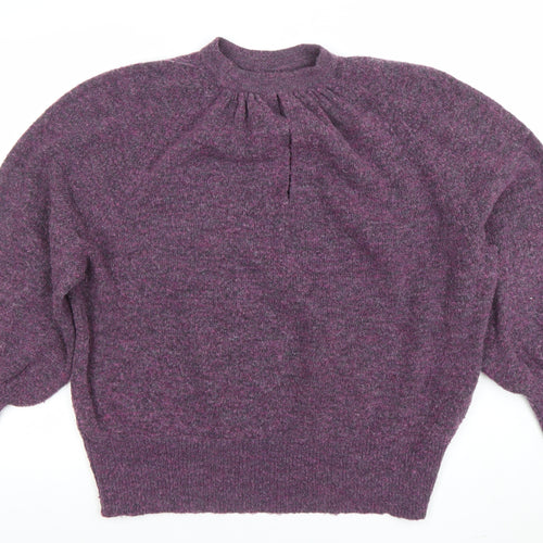 AND/OR Unisex Purple Knit High Neck Pullover Jumper Size S