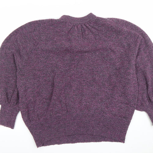 AND/OR Unisex Purple Knit High Neck Pullover Jumper Size S