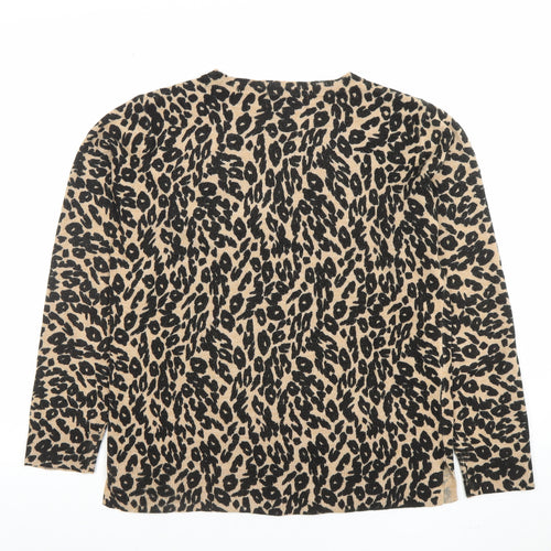 Marks and Spencer Unisex Beige Leopard Print Wool Jumper L