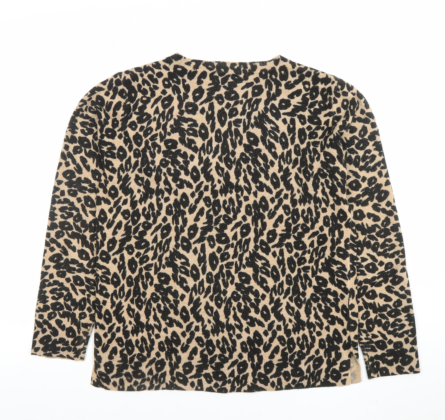Marks and Spencer Unisex Beige Leopard Print Wool Jumper L