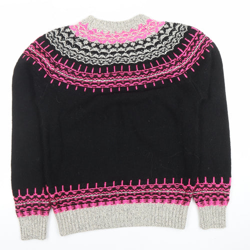 Superdry Men's Black Fair Isle Knit Jumper M Crew Neck Wool Blend