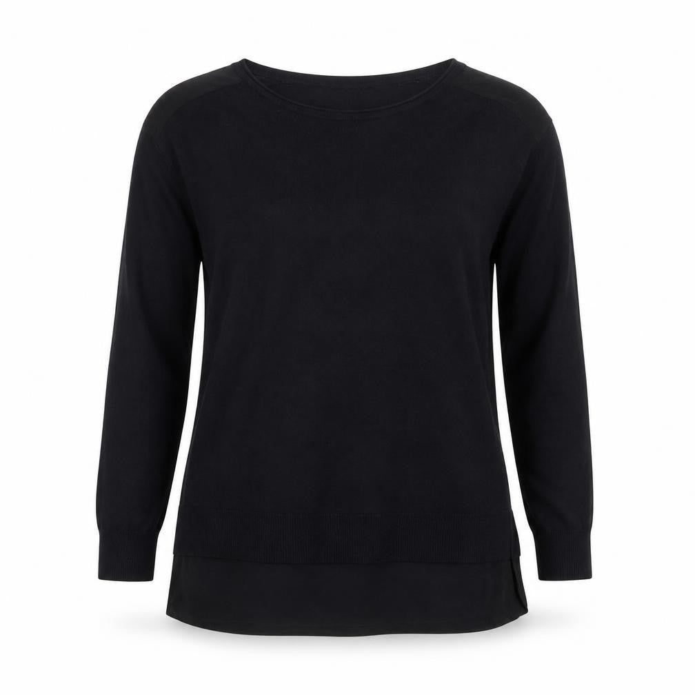 Front view of Mint Velvet Women's Black Tunic Style Long Sleeve Blouse, size 8