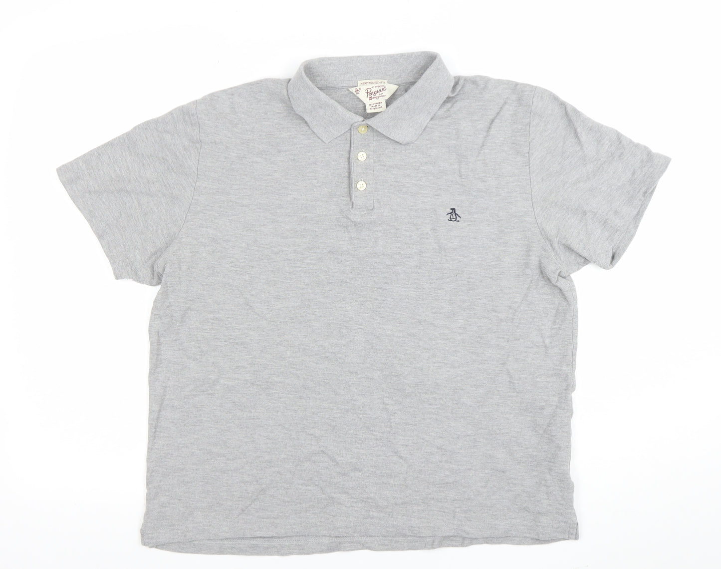 Original Penguin Men’s Grey Heritage Slim Fit Polo Shirt XL