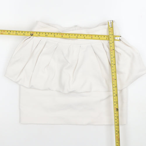 Zara Women Ivory Bubble Hem Short Skirt XS High Waist