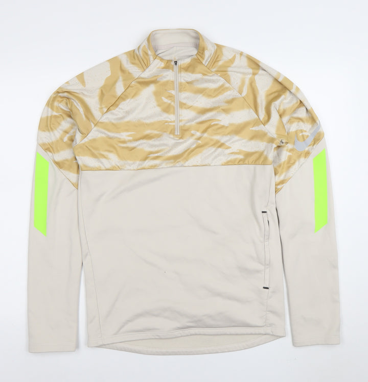 Nike Men's Beige Camo 1/4 Zip Sports Sweatshirt Size S