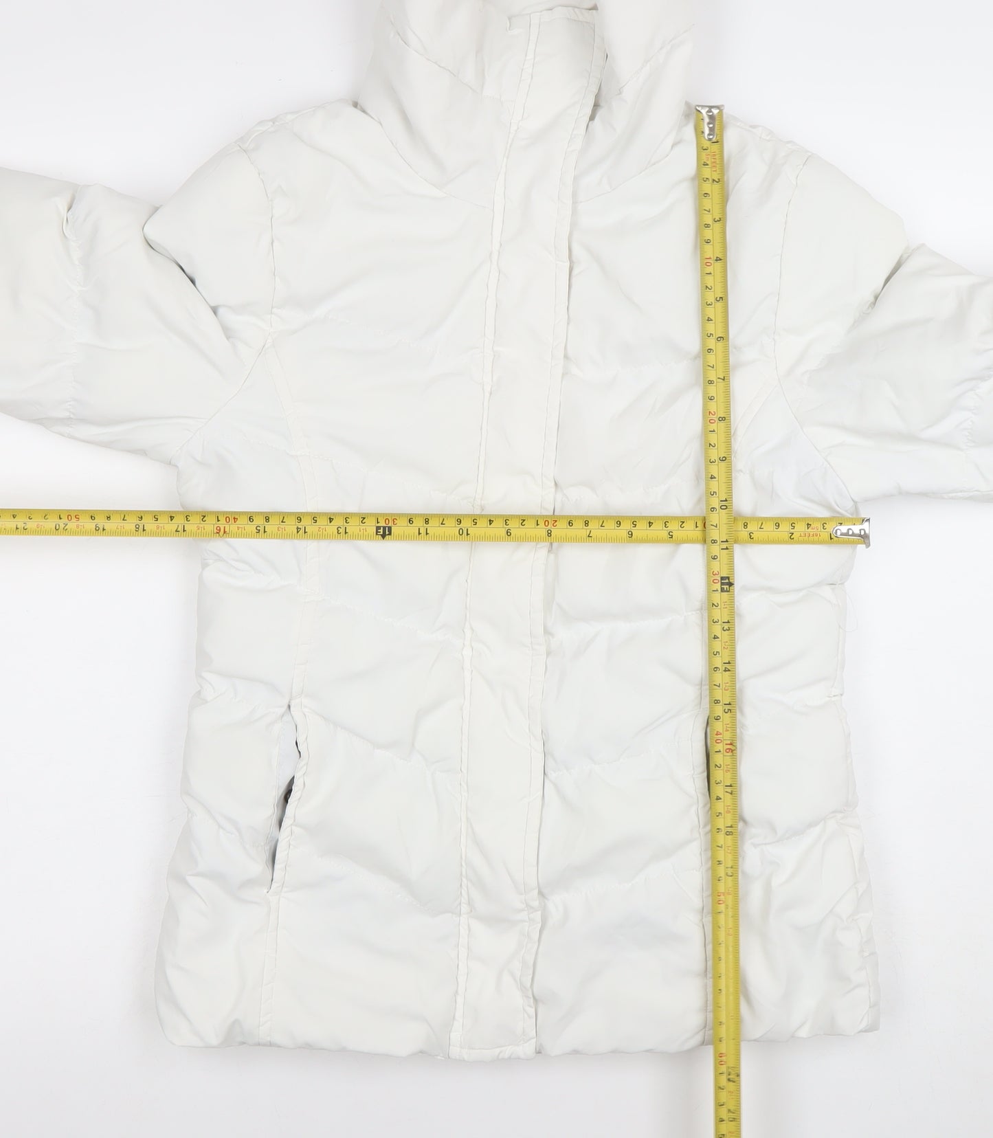 Denim Co Women's White Size 12 Puffer Jacket Winter Coat