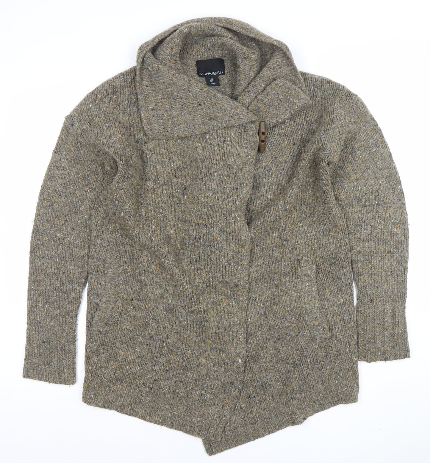 Cynthia Rowley Women's Brown Wool Blend Chunky Knit Cardigan Size S