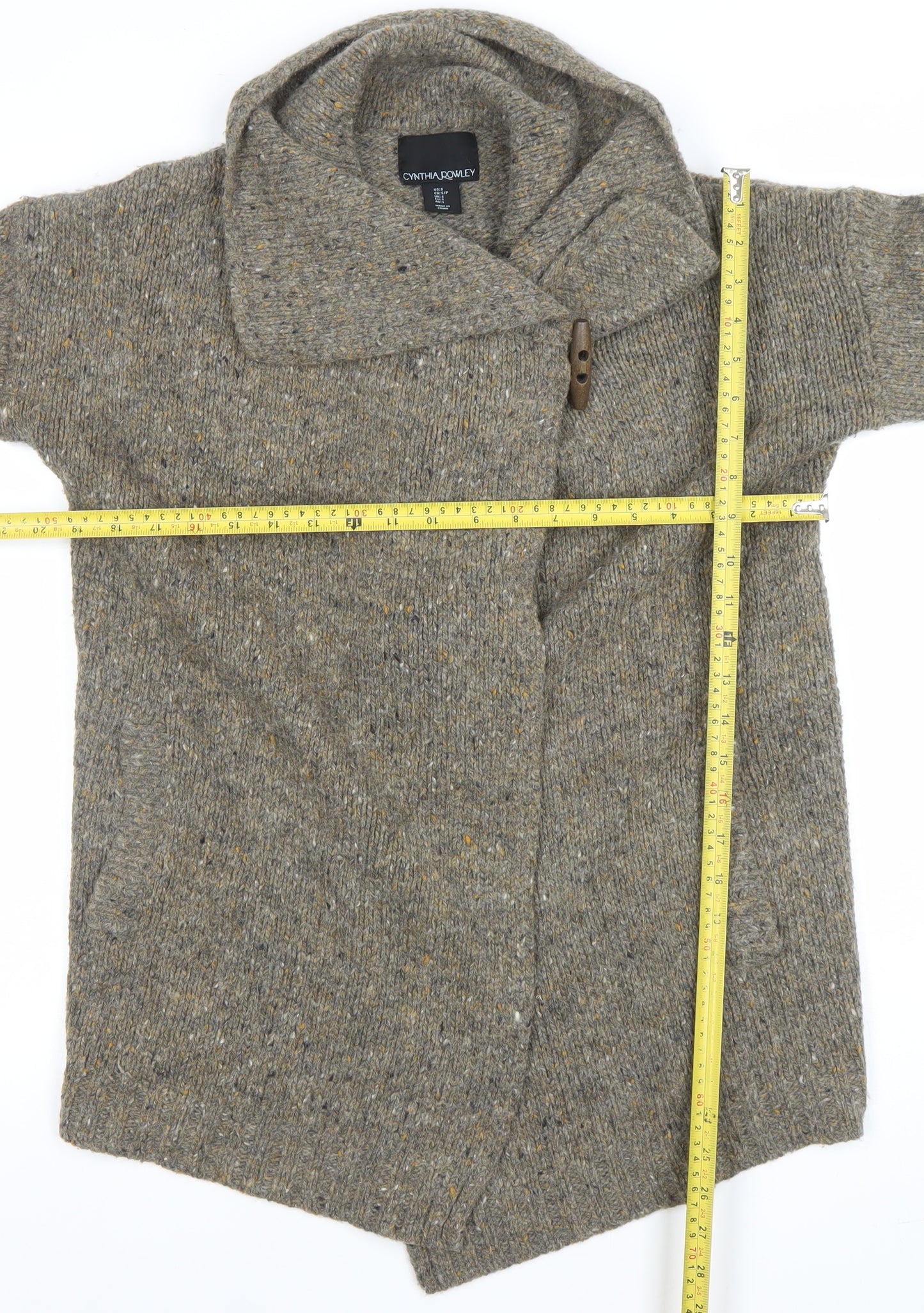 Cynthia Rowley Women's Brown Wool Blend Chunky Knit Cardigan Size S