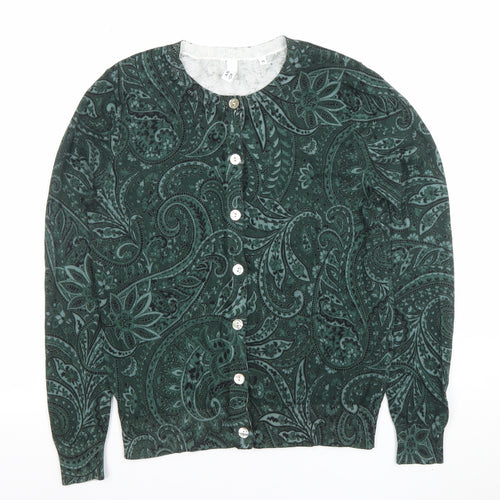 AND/OR Women’s Green Velvet Paisley Button Cardigan Size M