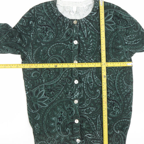 AND/OR Women’s Green Velvet Paisley Button Cardigan Size M