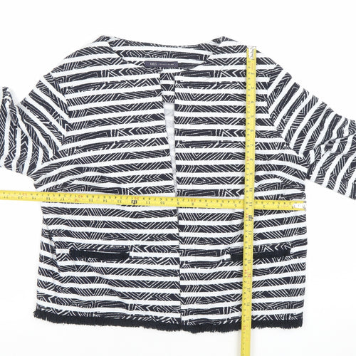 Marks and Spencer Women’s Black White Striped Fringe Trim Cardigan Size 14