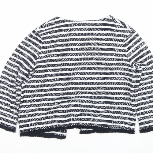 Marks and Spencer Women’s Black White Striped Fringe Trim Cardigan Size 14