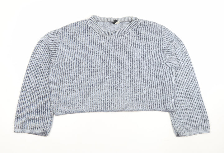 Divided Womens Grey Chunky Knit Crew Neck Pullover Jumper XS