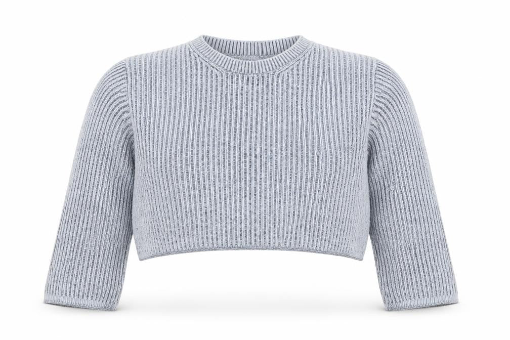 Front view of Divided women’s grey chunky knit crew neck jumper xs