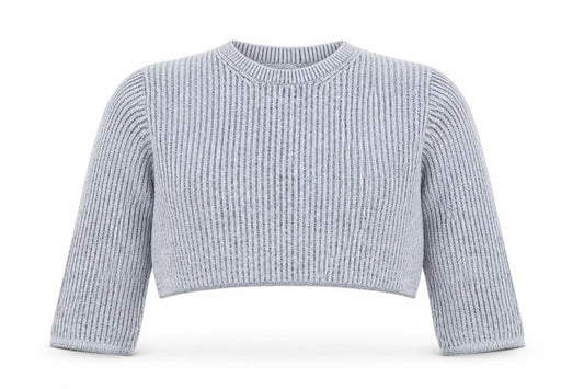 Front view of Divided women’s grey chunky knit crew neck jumper xs