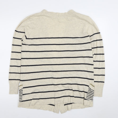 2 Frock Amazing Women's Beige Striped V-Neck Cardigan Size 16