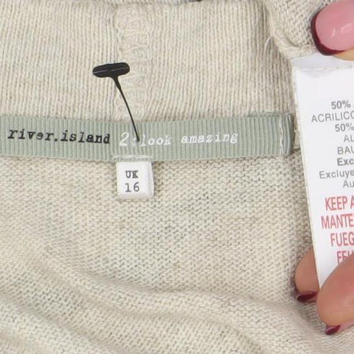2 Frock Amazing Women's Beige Striped V-Neck Cardigan Size 16
