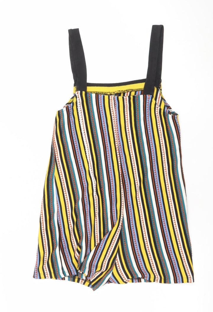 Zara Women Multicoloured Striped Viscose Cotton Playsuit Size M