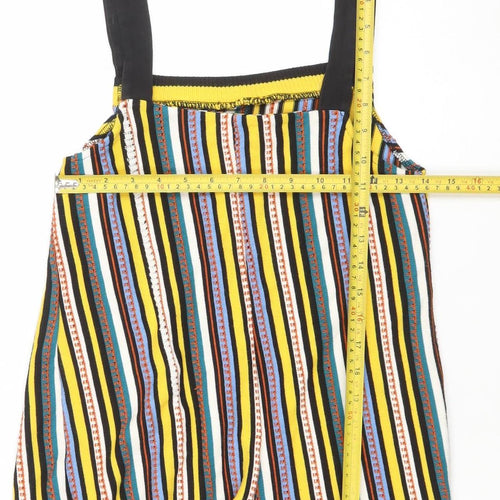 Zara Women Multicoloured Striped Viscose Cotton Playsuit Size M