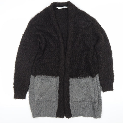Amara Reya Women's Black Grey Knit Open Cardigan Size M