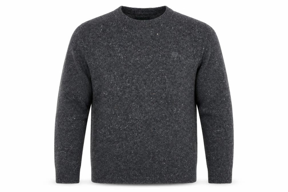 Front view of Racing Green Men Grey Lambswool Blend Crew Neck jumper L