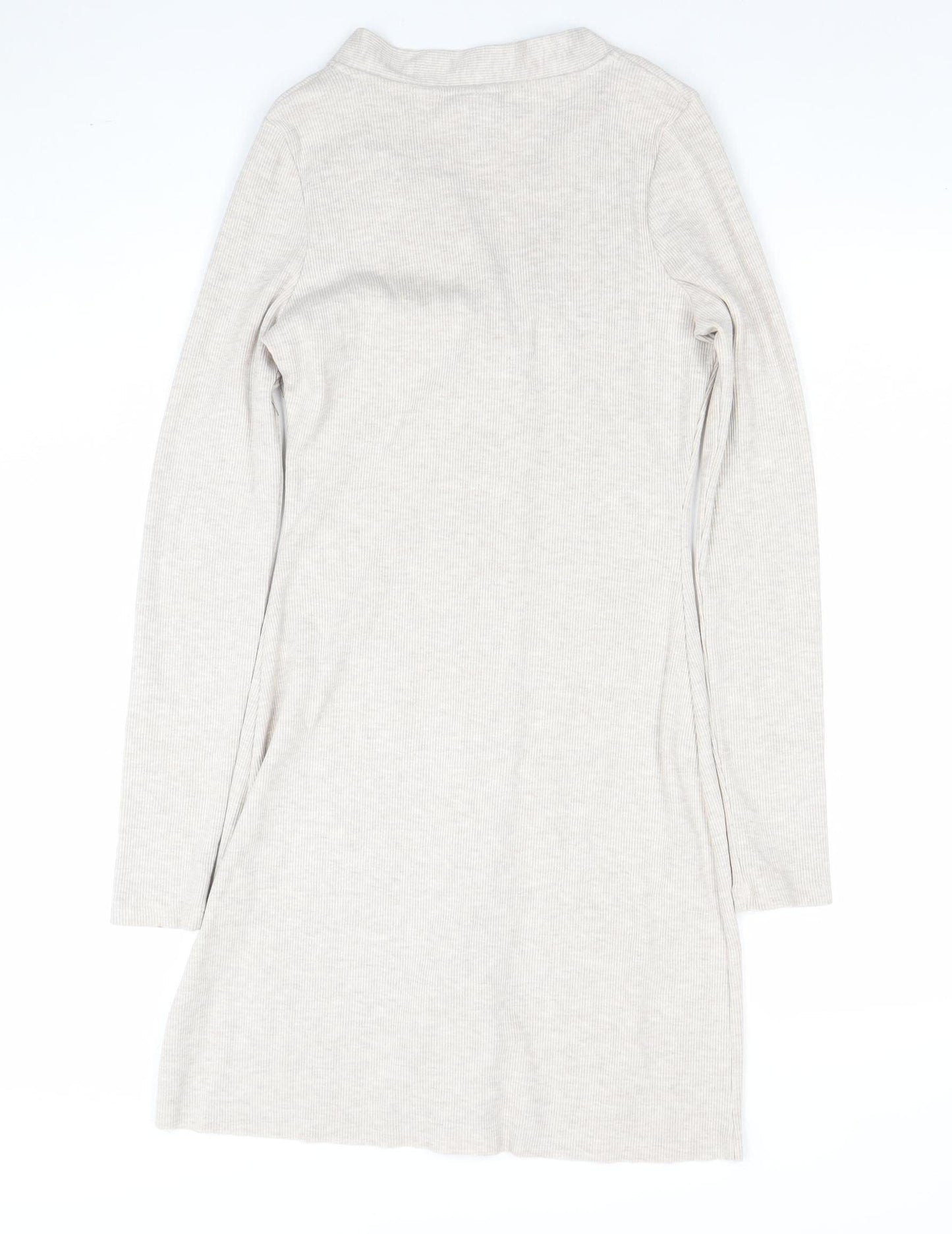Collusion Women Beige Bodycon Knit Dress Size 8 Long Sleeve