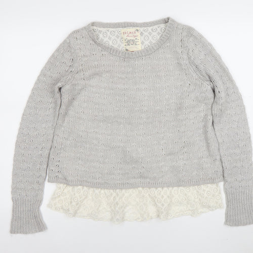 Falmer Heritage Women’s Grey Lace Hem Knit Jumper Size 14