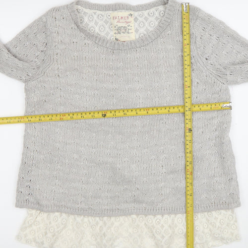 Falmer Heritage Women’s Grey Lace Hem Knit Jumper Size 14