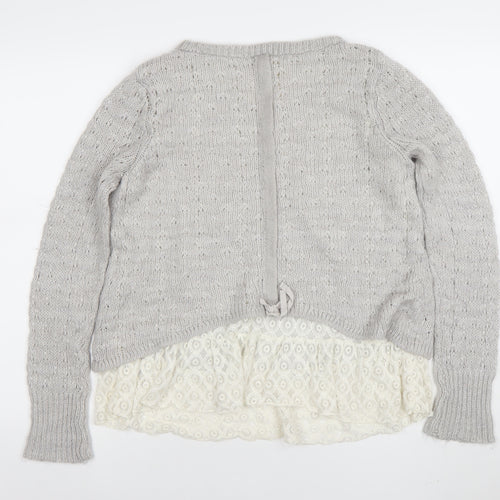 Falmer Heritage Women’s Grey Lace Hem Knit Jumper Size 14