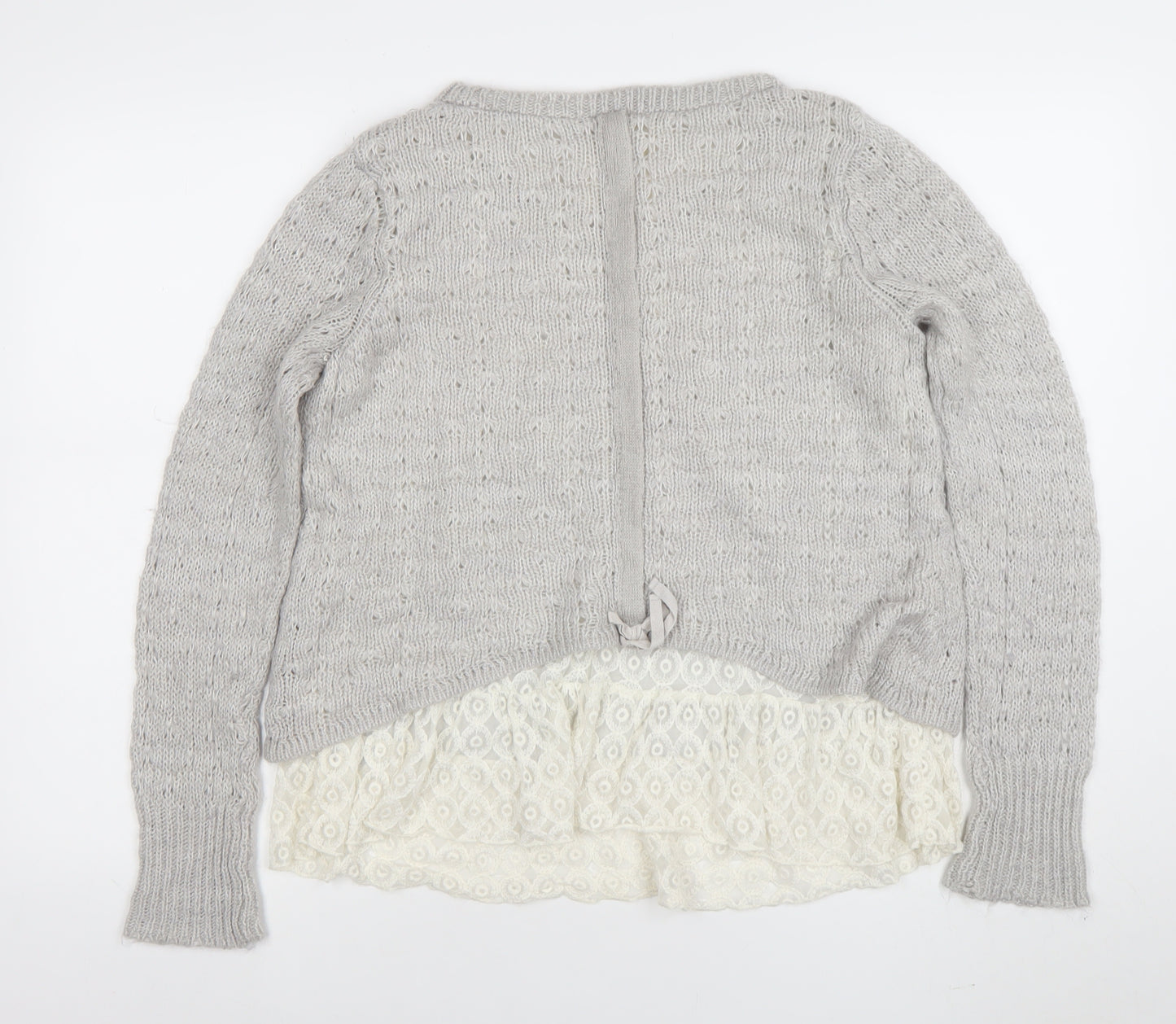 Falmer Heritage Women’s Grey Lace Hem Knit Jumper Size 14