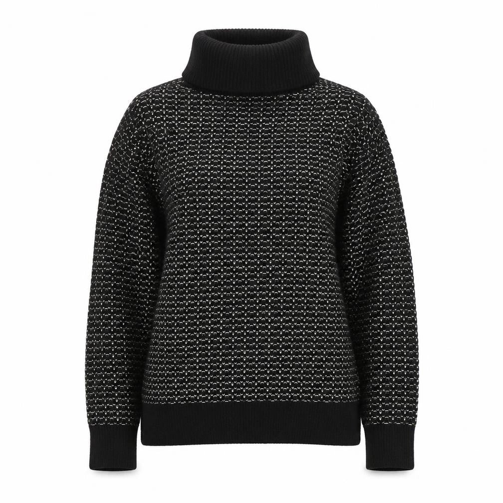 Front view of MICHA Women’s Black Roll Neck Knit Wool Blend Jumper, size M