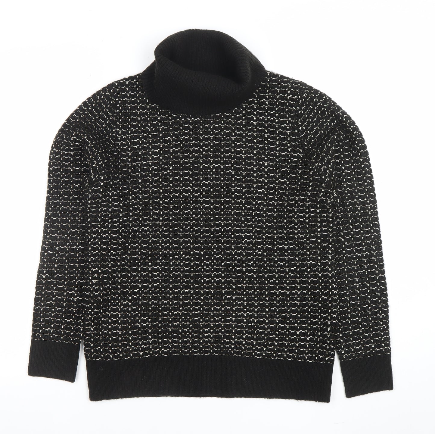 MICHA Women’s Black Roll Neck Knit Wool Blend Jumper Size M