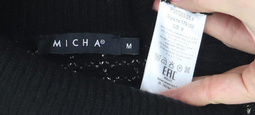 MICHA Women’s Black Roll Neck Knit Wool Blend Jumper Size M