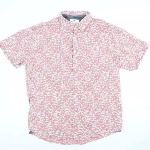 Thread & Cloth Men's Pink Floral Short Sleeve Button-Up Shirt XL