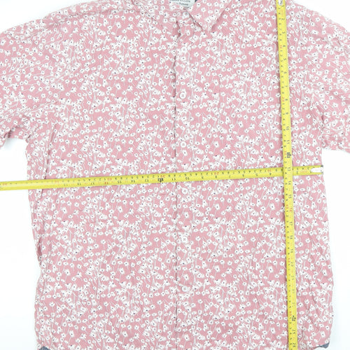 Thread & Cloth Men's Pink Floral Short Sleeve Button-Up Shirt XL