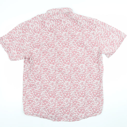 Thread & Cloth Men's Pink Floral Short Sleeve Button-Up Shirt XL