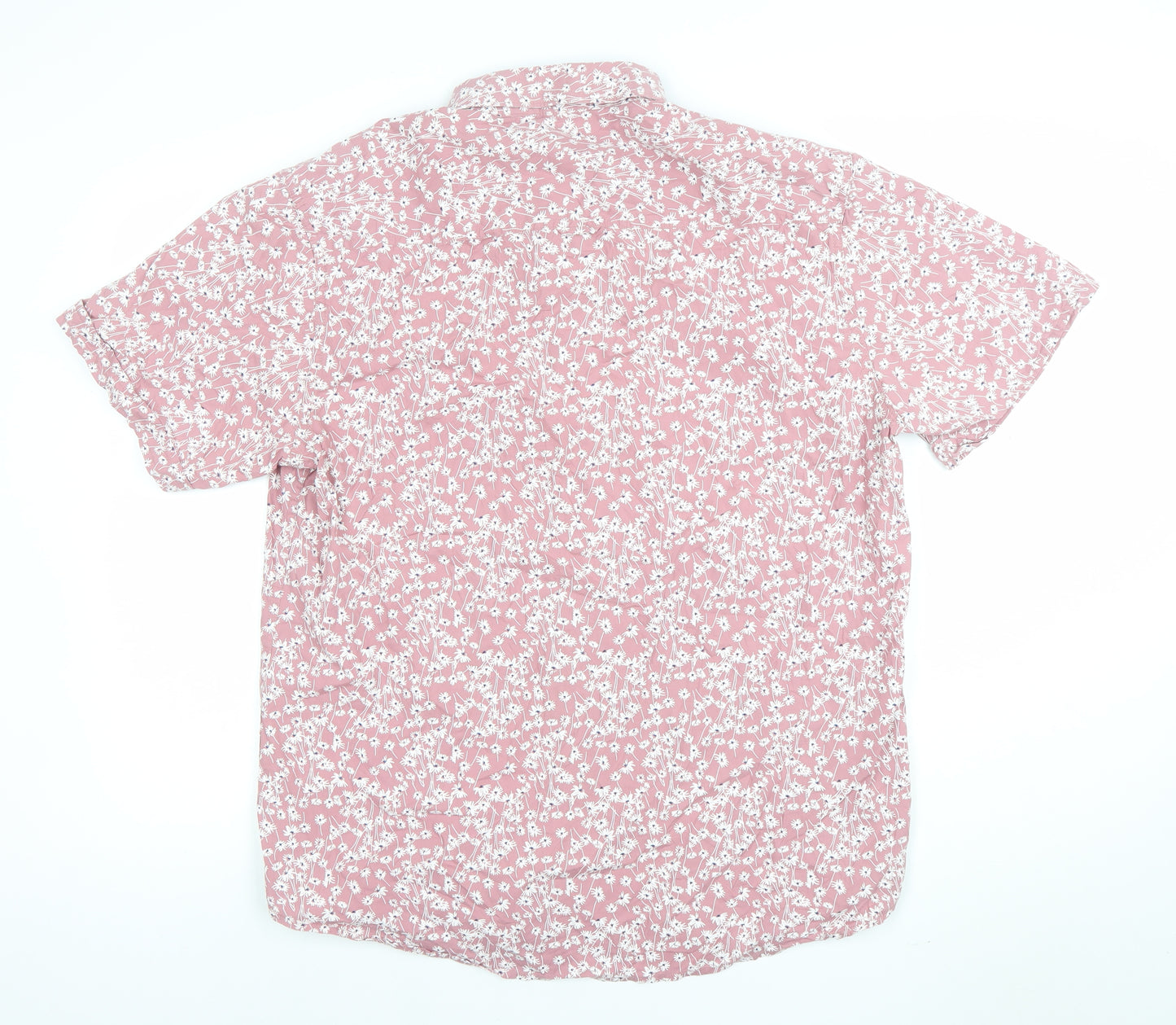 Thread & Cloth Men's Pink Floral Short Sleeve Button-Up Shirt XL