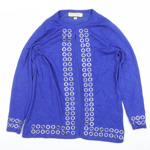 Rae Boutique Womens Blue Studded Long Sleeve Cardigan Size 10