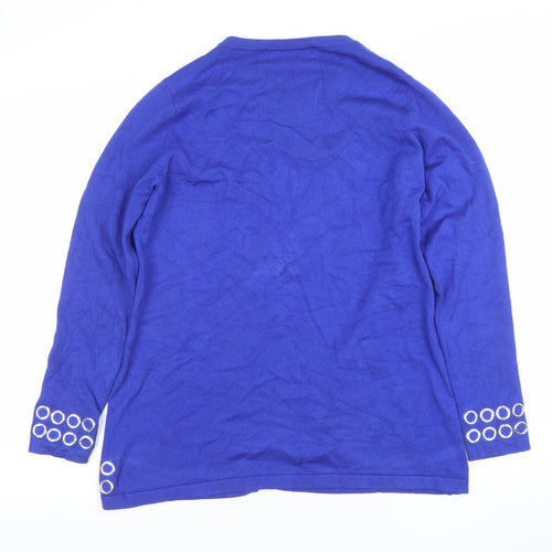 Rae Boutique Womens Blue Studded Long Sleeve Cardigan Size 10