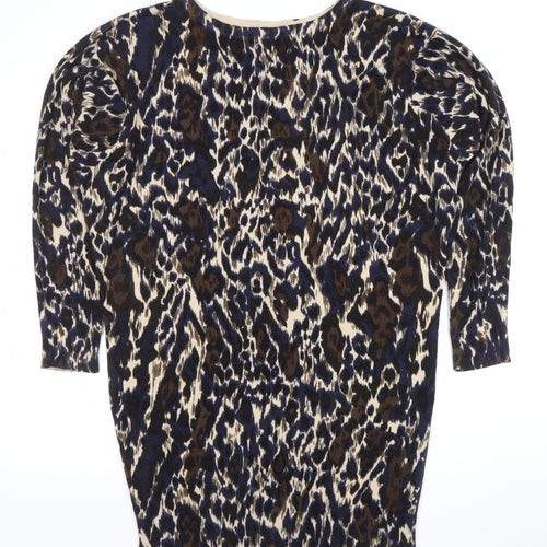 Marks and Spencer Women's Brown Animal Print 3/4 Sleeve Knit Blouse Size 12