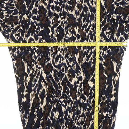 Marks and Spencer Women's Brown Animal Print 3/4 Sleeve Knit Blouse Size 12