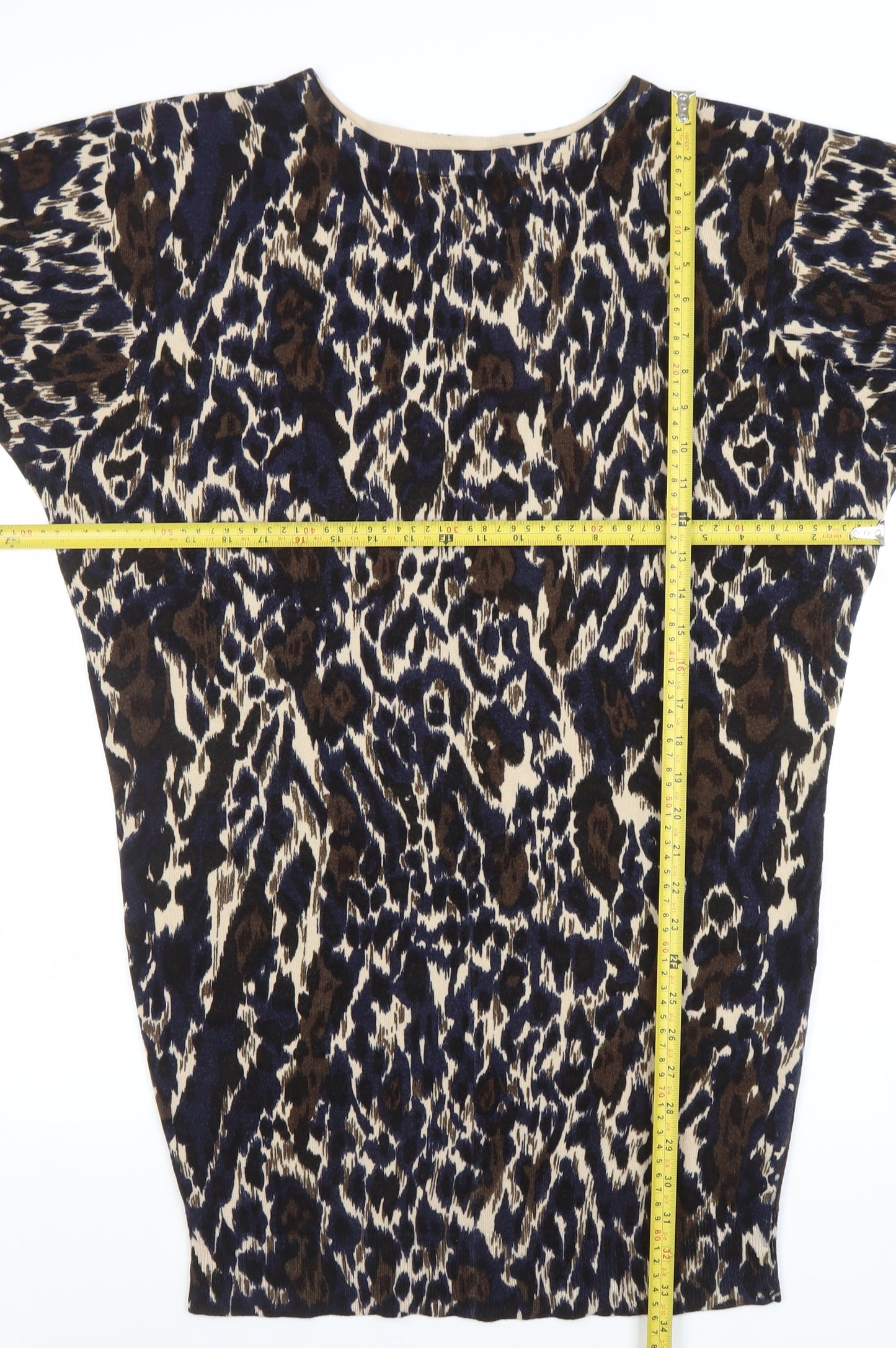 Marks and Spencer Women's Brown Animal Print 3/4 Sleeve Knit Blouse Size 12
