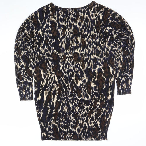 Marks and Spencer Women's Brown Animal Print 3/4 Sleeve Knit Blouse Size 12