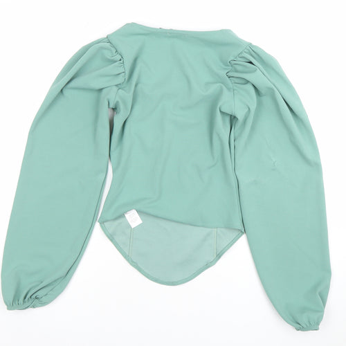 Boohoo Women’s Green Puff Sleeve Square Neck Blouse UK 8