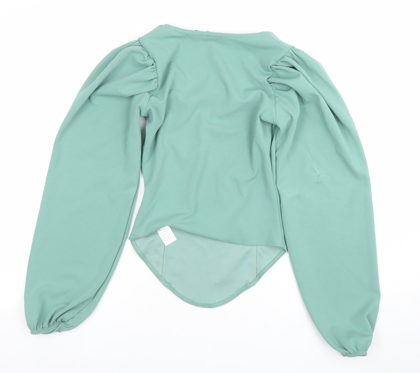 Boohoo Women’s Green Puff Sleeve Square Neck Blouse UK 8