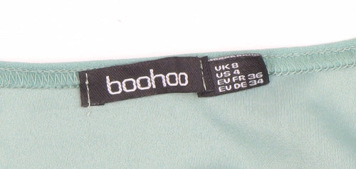 Boohoo Women’s Green Puff Sleeve Square Neck Blouse UK 8