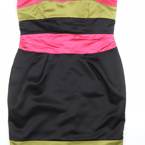 Dorothy Perkins Women’s Black Pink Green Strapless Bodycon Dress Size 16