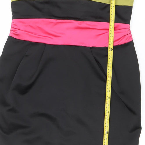 Dorothy Perkins Women’s Black Pink Green Strapless Bodycon Dress Size 16